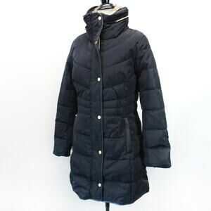 COLE HAAN Signature Black Medium Coat Jacket Faux Fur Collar Quilted Minimalist